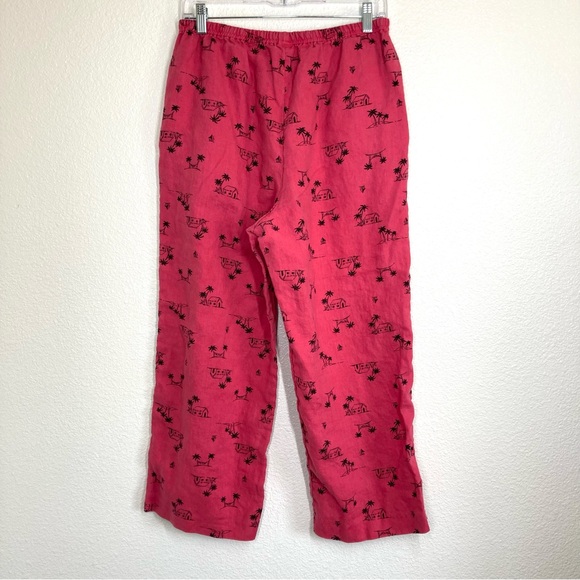 J Jill Linen Pull On Pants Relaxed Fit Pink Medium Wide Leg Beach - Picture 8 of 13